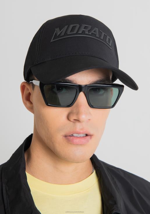 Antony Morato erkekler siyah kabartmalı morato logolu poplin beyzbol şapkası Aksesuarlar 28JN2384