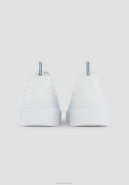 Antony Morato erkekler beyaz Eskitme suni deriden barnet alçak bilekli spor ayakkabı ve aynı tonda streç kumaştan çoraplar ayakkabı 28JN2320