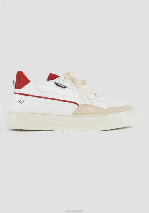 Antony Morato erkekler kırmızı 707 düşük bilekli deri spor ayakkabı ayakkabı 28JN2295