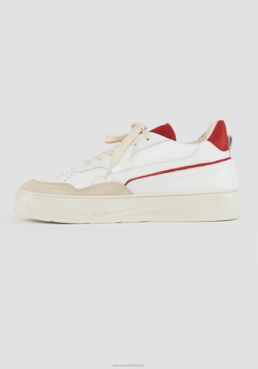 Antony Morato erkekler kırmızı 707 düşük bilekli deri spor ayakkabı ayakkabı 28JN2295