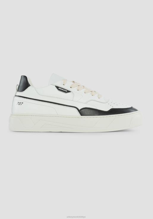 Antony Morato erkekler siyah 707 kontrast detaylı ve delikli burunlu düşük bilekli deri spor ayakkabı ayakkabı 28JN2316