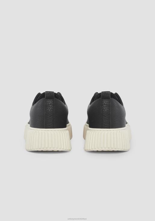 Antony Morato erkekler siyah Platform tabanlı, %100 düz renkli deriden alçak bilekli spor ayakkabı ayakkabı 28JN2299