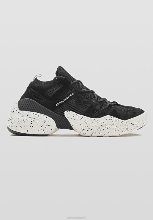 Antony Morato erkekler siyah Suni süet detaylı, örme jarseden oslo koşu ayakkabısı ayakkabı 28JN2325