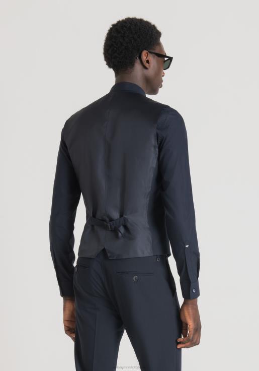 Antony Morato erkekler Mavi mürekkep streç viskon karışımından dar kesim yelek Giyim 28JN234