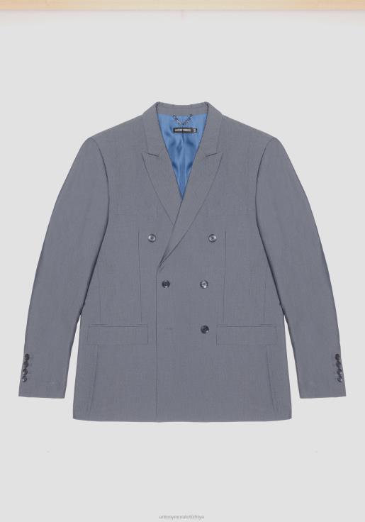 Antony Morato erkekler açık mavi Roger denim efektli pamuk karışımlı normal kesim kruvaze ceket Giyim 28JN226