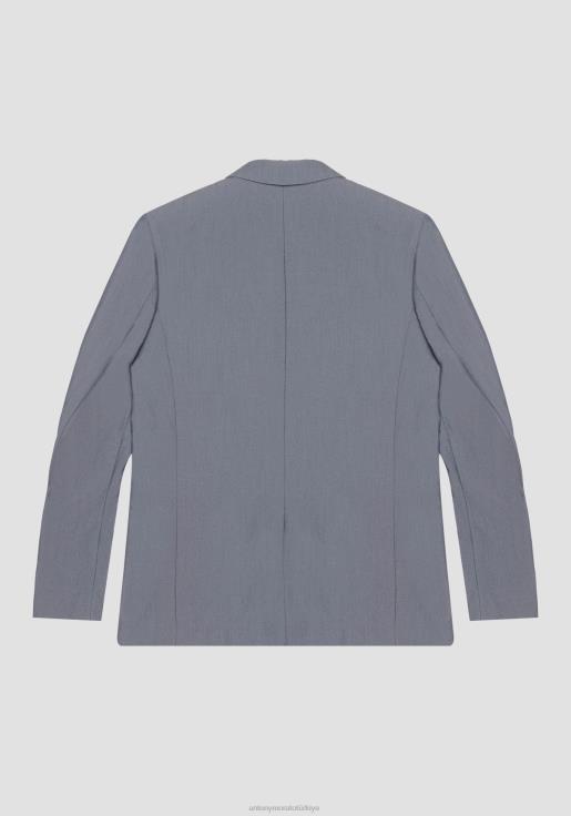 Antony Morato erkekler açık mavi Roger denim efektli pamuk karışımlı normal kesim kruvaze ceket Giyim 28JN226