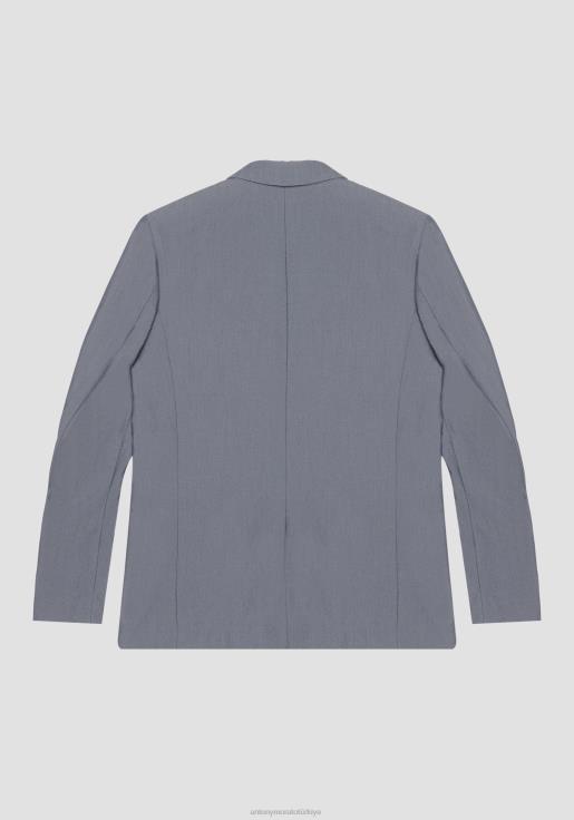 Antony Morato erkekler açık mavi Roger denim efektli pamuk karışımlı normal kesim kruvaze ceket Giyim 28JN226