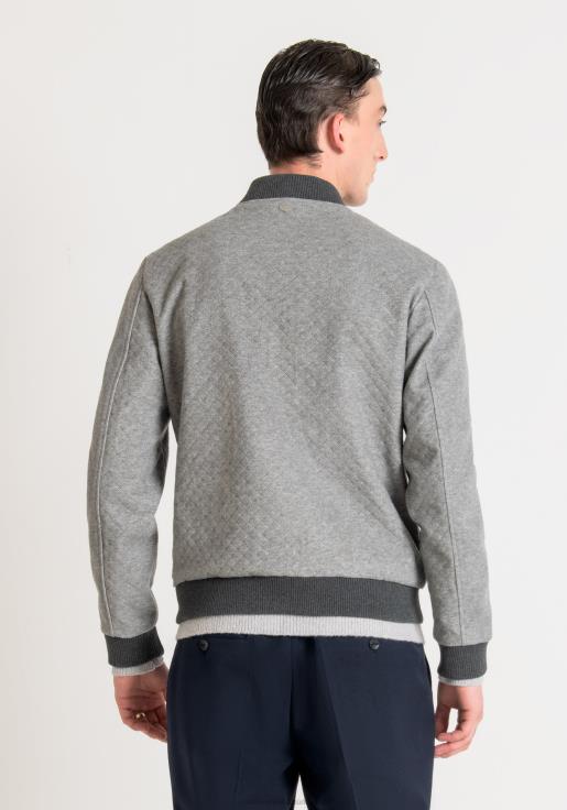 Antony Morato erkekler orta gri melanj Streç viskon karışımlı fitilli kumaştan dar kesim bombardıman ceketi Giyim 28JN220