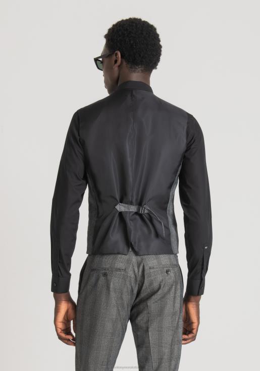 Antony Morato erkekler siyah Galler Prensi streç viskon karışımlı dar kesim yelek Giyim 28JN238