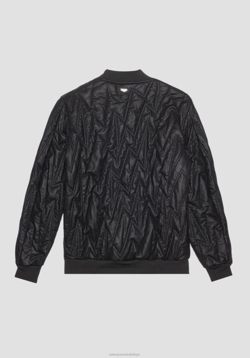 Antony Morato erkekler siyah Sürdürülebilir dolgulu, deri görünümlü kumaştan normal kesim ceket Giyim 28JN28