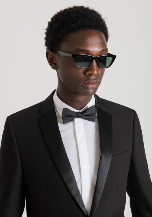 Antony Morato erkekler siyah Saten detaylı, streç viskon karışımı kumaştan, nina slim fit ceket Giyim 28JN240