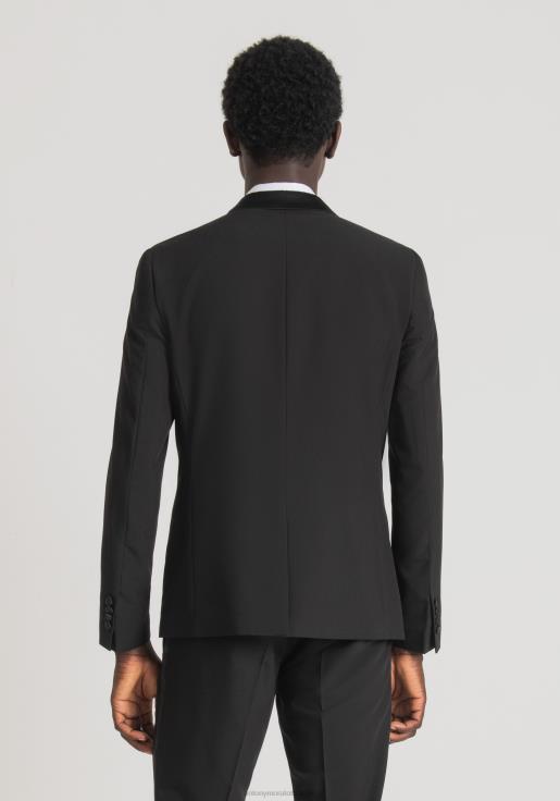Antony Morato erkekler siyah Saten detaylı, streç viskon karışımı kumaştan, nina slim fit ceket Giyim 28JN240