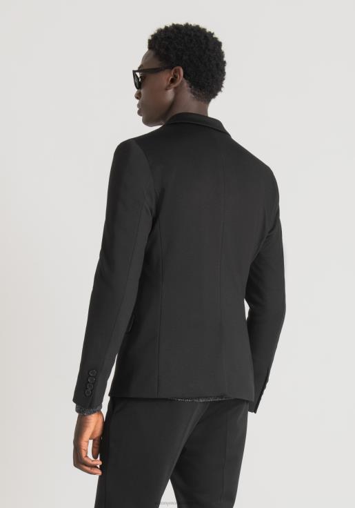 Antony Morato erkekler siyah ashe süper dar kesim, düz renkli streç viskon karışımı kumaştan ceket Giyim 28JN230