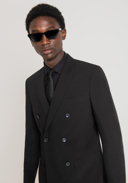 Antony Morato erkekler siyah elastik viskon karışımı kumaştan kate slim fit kruvaze ceket Giyim 28JN239