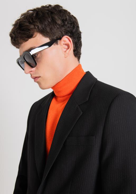 Antony Morato erkekler siyah ince çizgili desenli streç kumaştan susan normal kesim ceket Giyim 28JN243