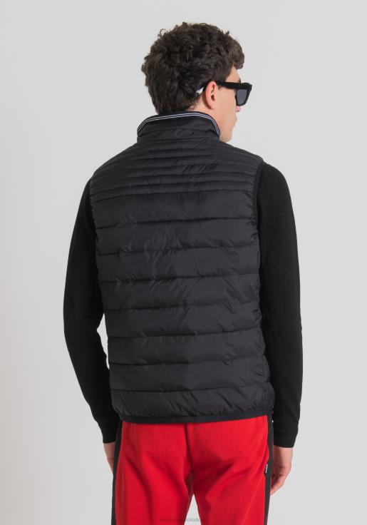 Antony Morato erkekler siyah sorona aura çevre dostu dolgulu dar kesim naylon kolsuz ceket Giyim 28JN29