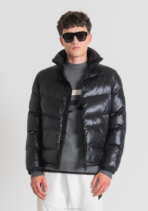 Antony Morato erkekler siyah yanardöner efektli eko-sürdürülebilir dolgulu normal kesim ceket Giyim 28JN215