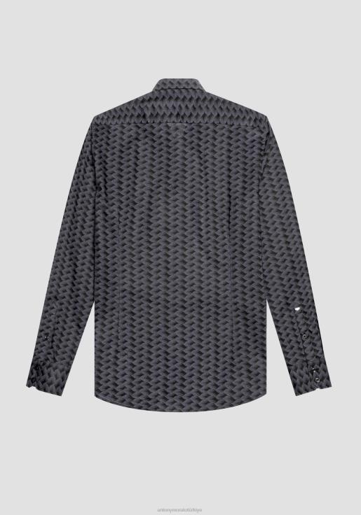 Antony Morato erkekler 9071 napoli slim fit mikro desenli %100 pamuklu gömlek Giyim 28JN2114