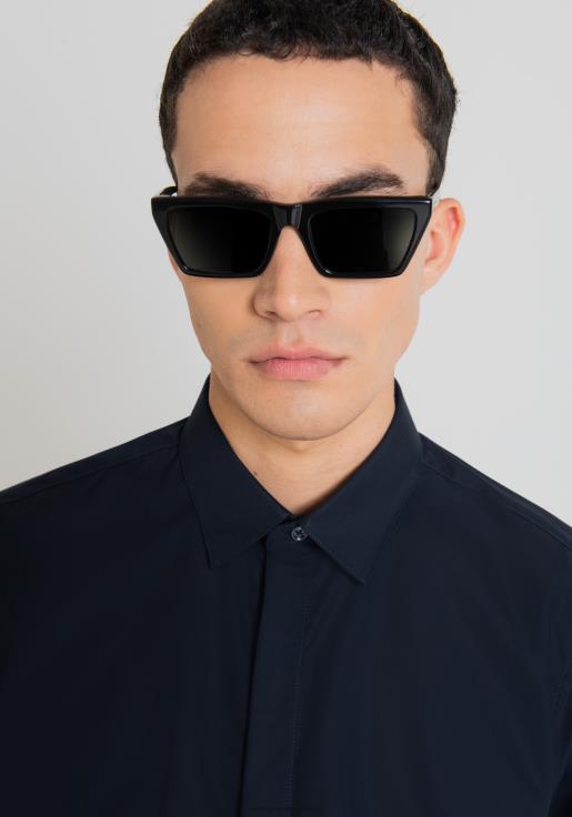 Antony Morato erkekler Mavi mürekkep kolay ütülenen pamuklu dar kesim gizli düğme patlı londra gömleği Giyim 28JN2132