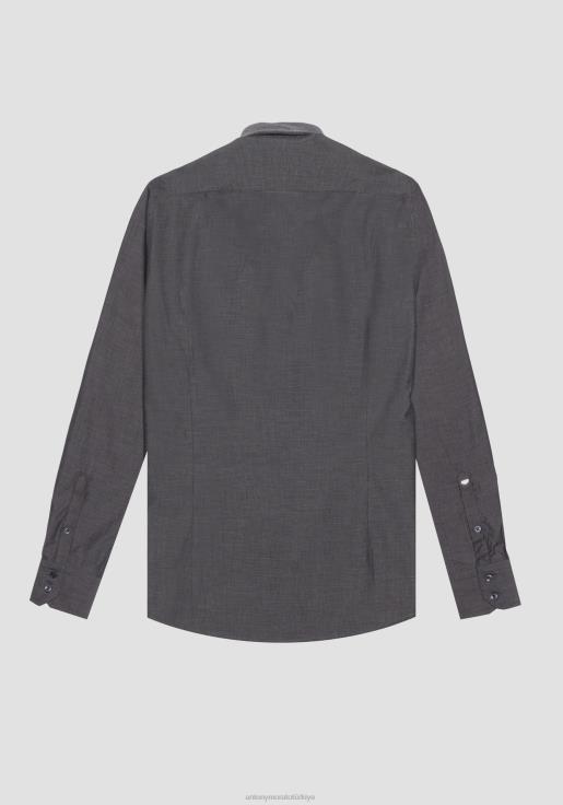 Antony Morato erkekler siyah %100 pamuktan napoli dar kesim gömlek Giyim 28JN2109