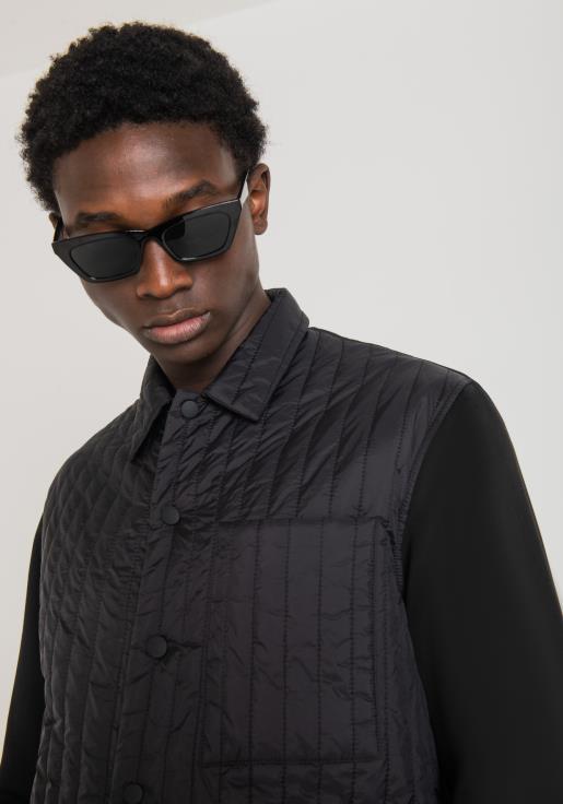 Antony Morato erkekler siyah Dolgulu naylon ve kontrast kumaştan normal kesim gömlek Giyim 28JN2124