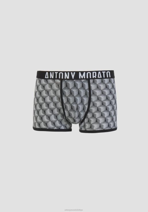 Antony Morato erkekler siyah geometrik desenli pamuklu boxer Giyim 28JN2286