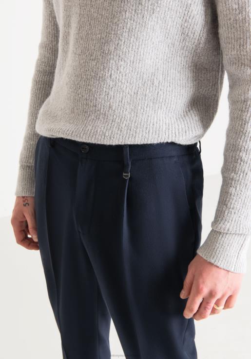 Antony Morato erkekler Mavi mürekkep Gustaf havuç fit pantolon, streç viskon karışımı kumaştan, elastik bel bantlı Giyim 28JN2277