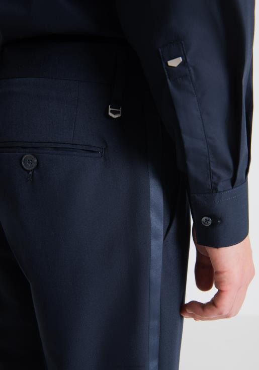 Antony Morato erkekler Mavi mürekkep Saten detaylı nina slim pantolon Giyim 28JN2272