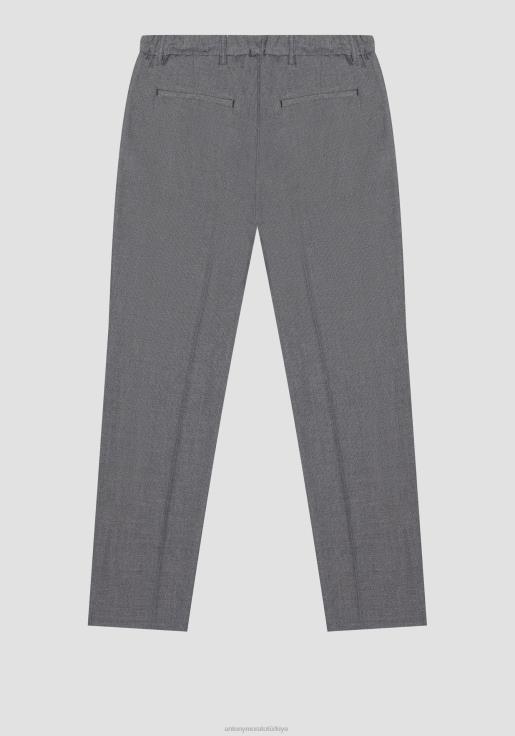 Antony Morato erkekler koyu gri melanj Viskon karışımlı armürlü kumaştan phil normal düz kesim pantolon Giyim 28JN2241