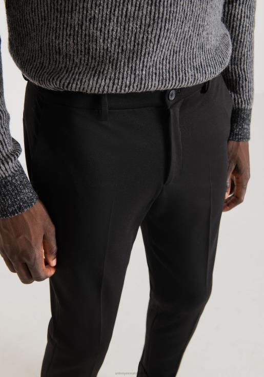 Antony Morato erkekler siyah Ashe streç karışımlı viskon fitilli süper dar kesim pantolon Giyim 28JN2223