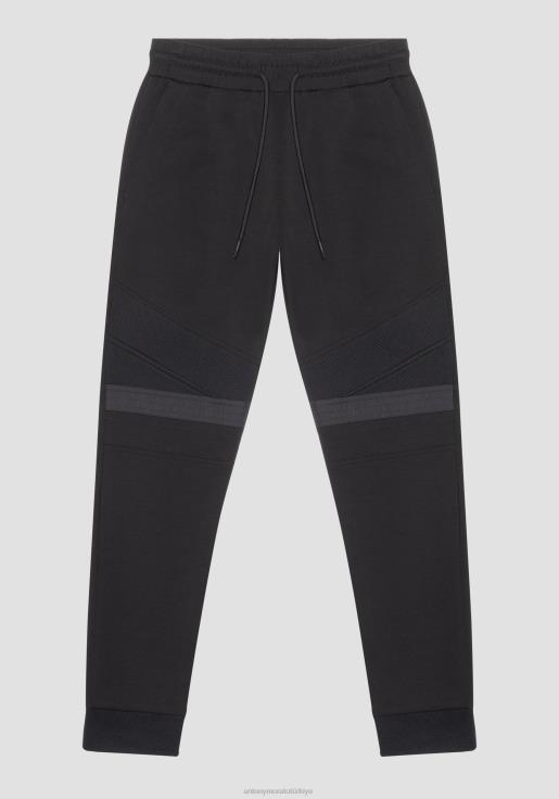 Antony Morato erkekler siyah Naylon kumaştan kontrastlı, pamuk karışımlı kumaştan süper dar kesim pantolon Giyim 28JN2238