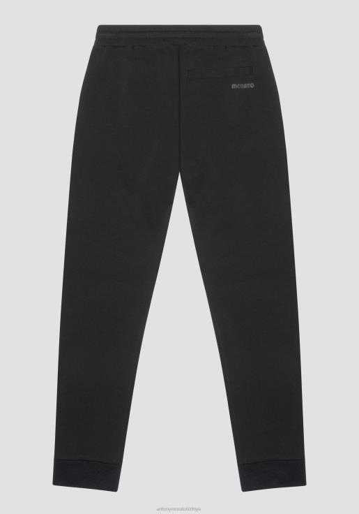 Antony Morato erkekler siyah Naylon kumaştan kontrastlı, pamuk karışımlı kumaştan süper dar kesim pantolon Giyim 28JN2238