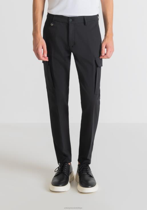 Antony Morato erkekler siyah alttan fermuarlı, streç pamuk karışımından, dar kesim bjorn pantolon Giyim 28JN2233
