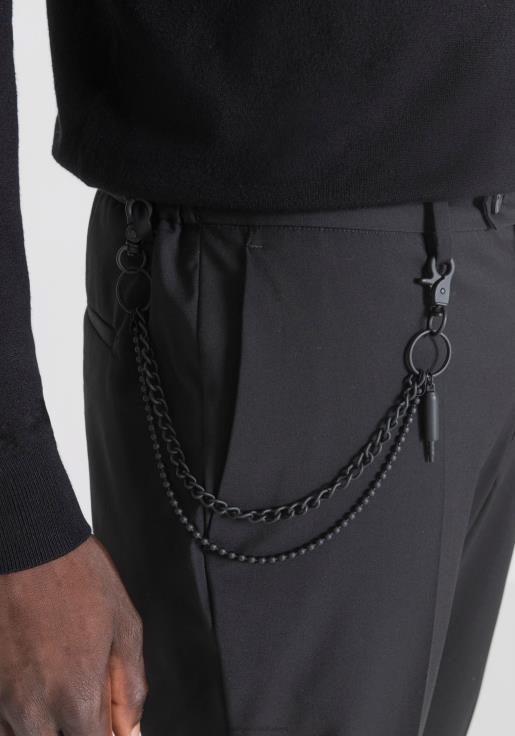 Antony Morato erkekler siyah merkezi kıvrımlı, dar kesim, bilek boyu pantolon Giyim 28JN2229