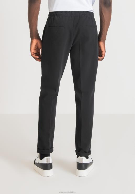 Antony Morato erkekler siyah pamuk karışımlı streç fitilli havuç fit eşofman altı Giyim 28JN2236