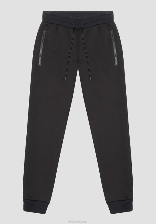 Antony Morato erkekler siyah viskon karışımlı streç scuba kumaşından dar kesim eşofman altı Giyim 28JN2219