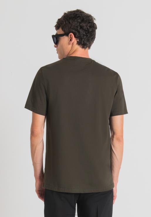 Antony Morato erkekler 4075 %100 pamuktan, flok baskılı, normal kesim tişört Giyim 28JN2147