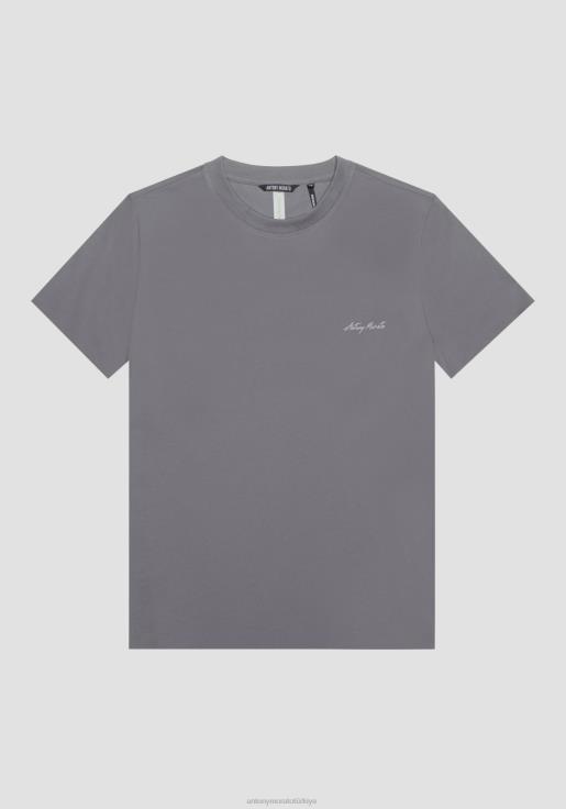 Antony Morato erkekler 9074 sürdürülebilir viskozdan logo baskılı normal kesim tişört Giyim 28JN2142