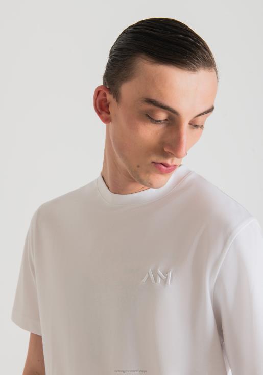 Antony Morato erkekler beyaz %100 pamuktan, işlemeli logolu oversize tişört Giyim 28JN2152