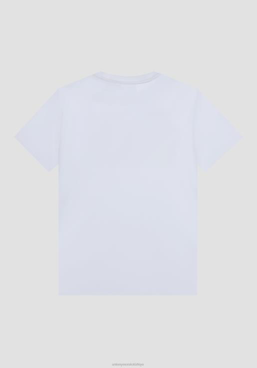 Antony Morato erkekler beyaz Streç pamuklu, önü baskılı, süper dar kesim tişört Giyim 28JN2159