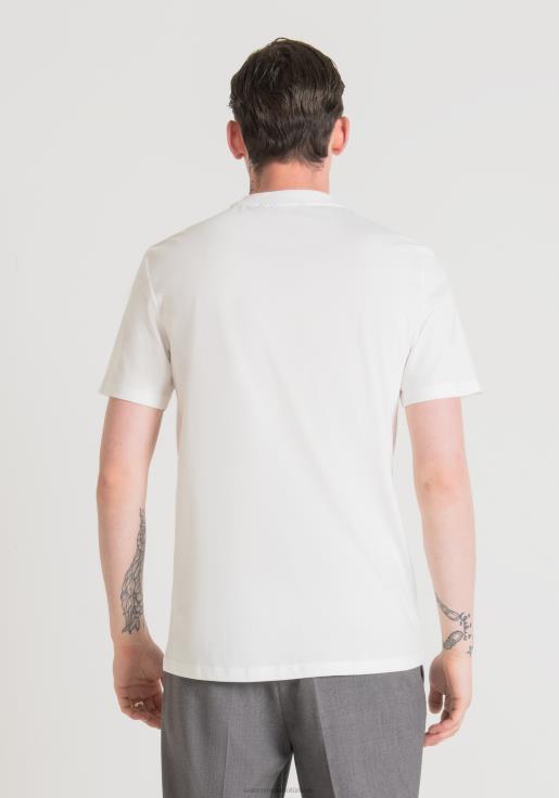 Antony Morato erkekler krem %100 yumuşak pamuklu, panter desenli normal kesim tişört Giyim 28JN2199