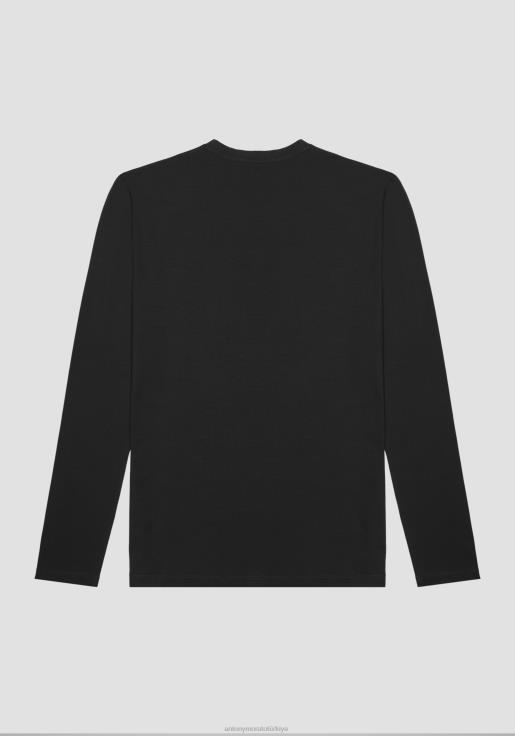 Antony Morato erkekler siyah %100 pamuklu, kabartmalı logo baskılı normal kesim tişört Giyim 28JN2170