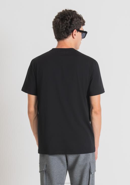 Antony Morato erkekler siyah Yansıtıcı logo baskılı, pamuklu normal kesim tişört Giyim 28JN2208