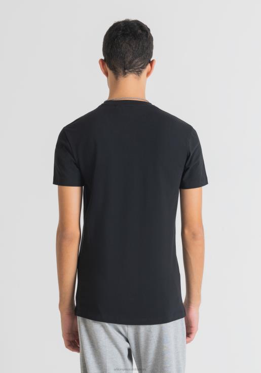 Antony Morato erkekler siyah logo plakalı süper dar kesim tişört Giyim 28JN2193