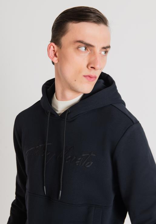 Antony Morato erkekler Mavi mürekkep Pamuk karışımlı kumaştan, işlemeli logolu normal sweatshirt Giyim 28JN252