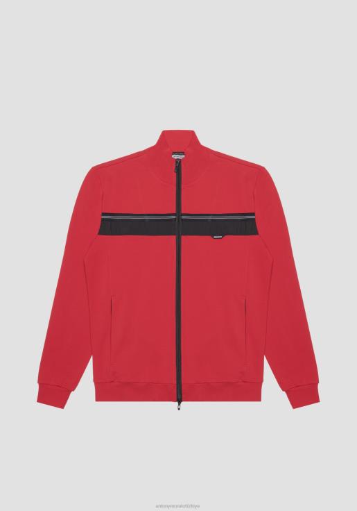 Antony Morato erkekler kırmızı Yumuşak streç pamuklu kumaştan, gizli ön cepli, yüksek yakalı, dar kesim sweatshirt Giyim 28JN258