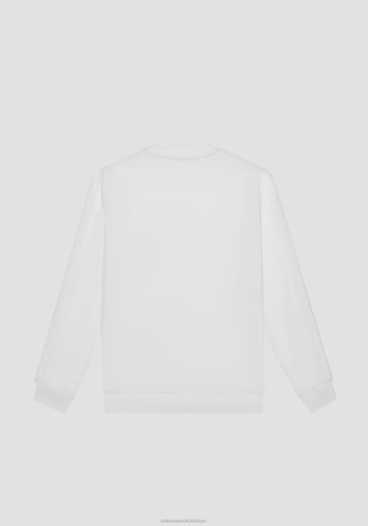 Antony Morato erkekler krem Logo işlemeli, normal kesim pamuklu karışımlı sweatshirt Giyim 28JN251