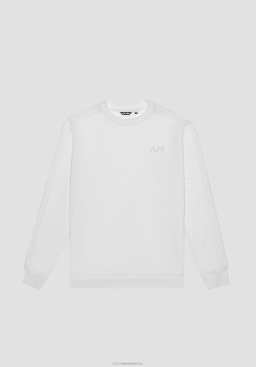 Antony Morato erkekler krem Logo işlemeli, normal kesim pamuklu karışımlı sweatshirt Giyim 28JN251