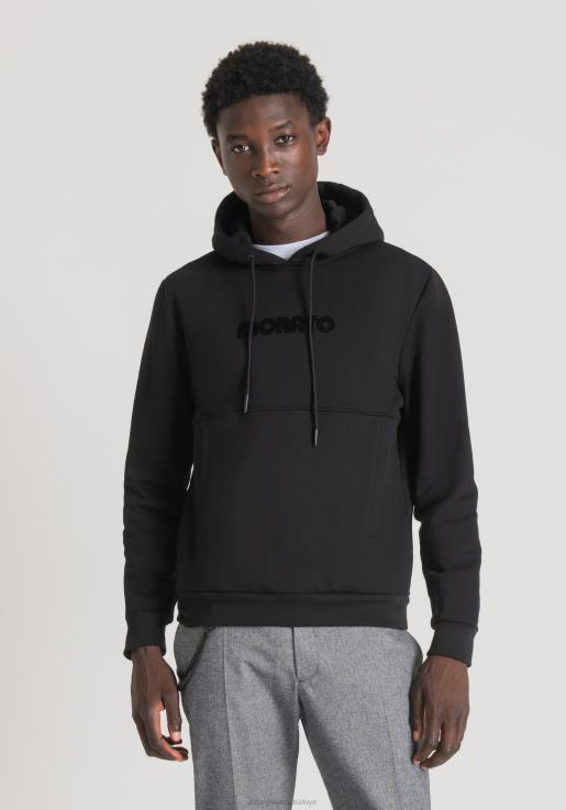 Antony Morato erkekler siyah Pamuk karışımından, kapüşonlu ve kanguru cepli, normal kesim sweatshirt Giyim 28JN270
