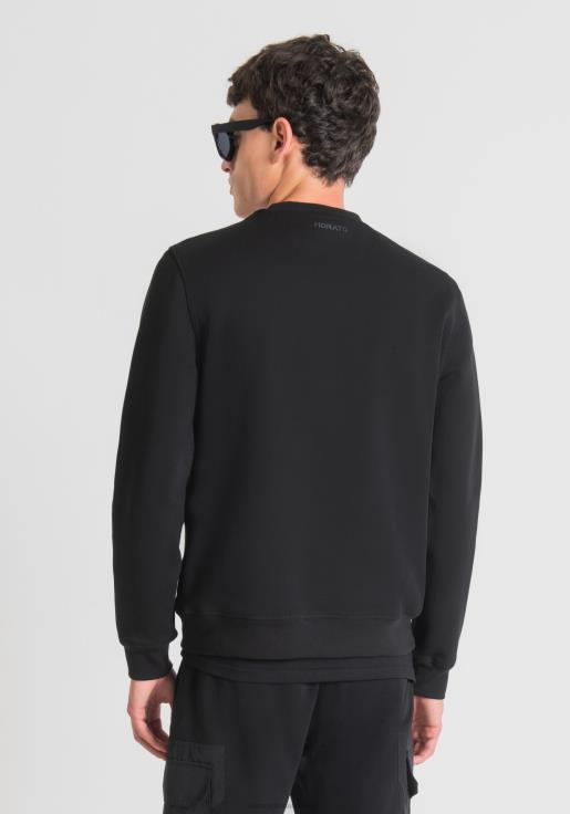 Antony Morato erkekler siyah Pamuk karışımından, kaplan desenli, normal kesim sweatshirt Giyim 28JN267